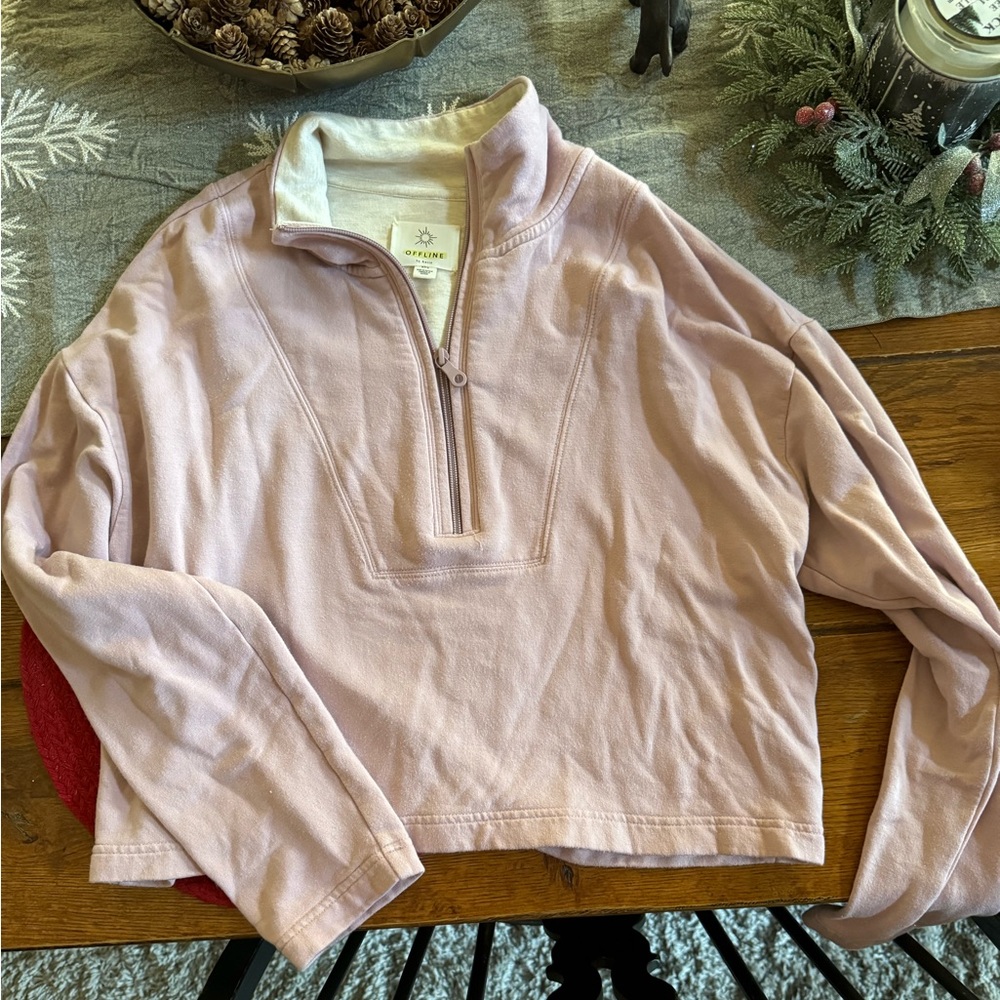 Lightly worn cropped Aerie offline quarter zip